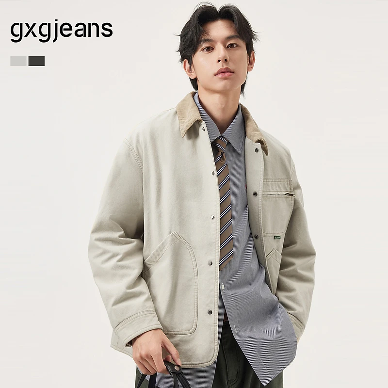 gxg.jeans男装 多色工装风底特律翻领宽松夹克外套男士25年秋新品