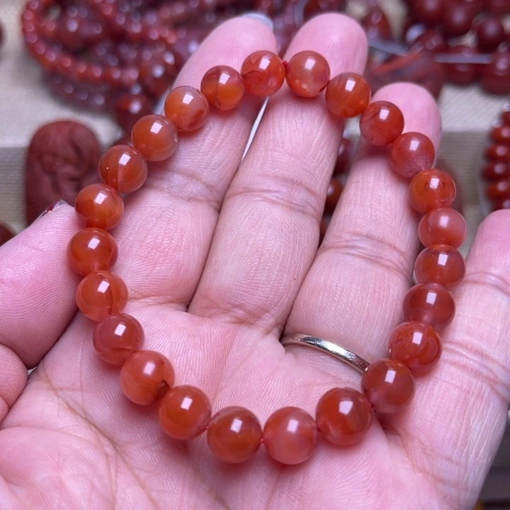 南红玛瑙未镶嵌手链8 M冰飘花