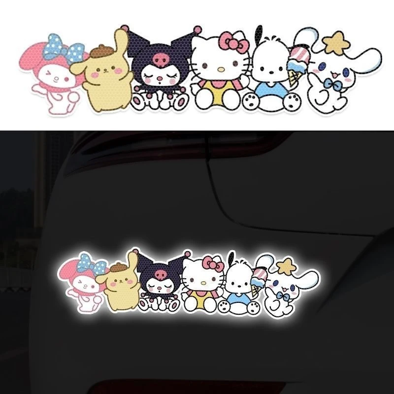 三丽鸥库洛米汽车反光贴电动车贴纸帕恰狗卡通动漫车身划痕遮挡贴