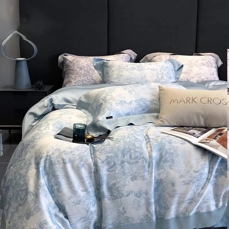 轻奢冰丝床上四件套2025新款夏季凉感被套床单枕套学生床品三件套