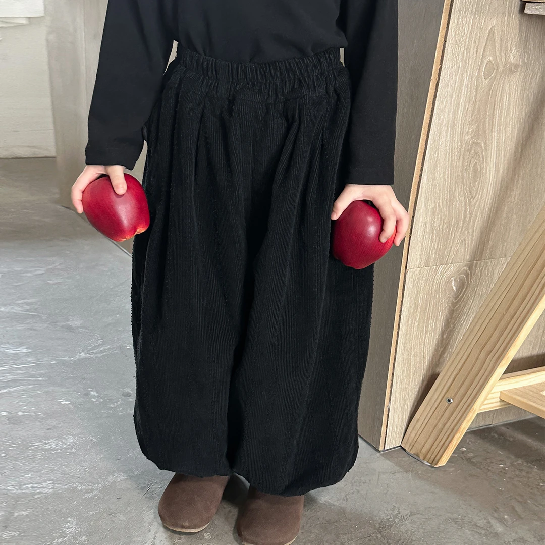 暮晨家新冬装2025男女童加绒破洞束脚长裤中小童加厚灯芯绒灯笼裤