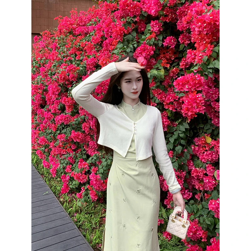 凌茜【暖羽】新中式经典百搭显瘦披肩圆领上衣开衫