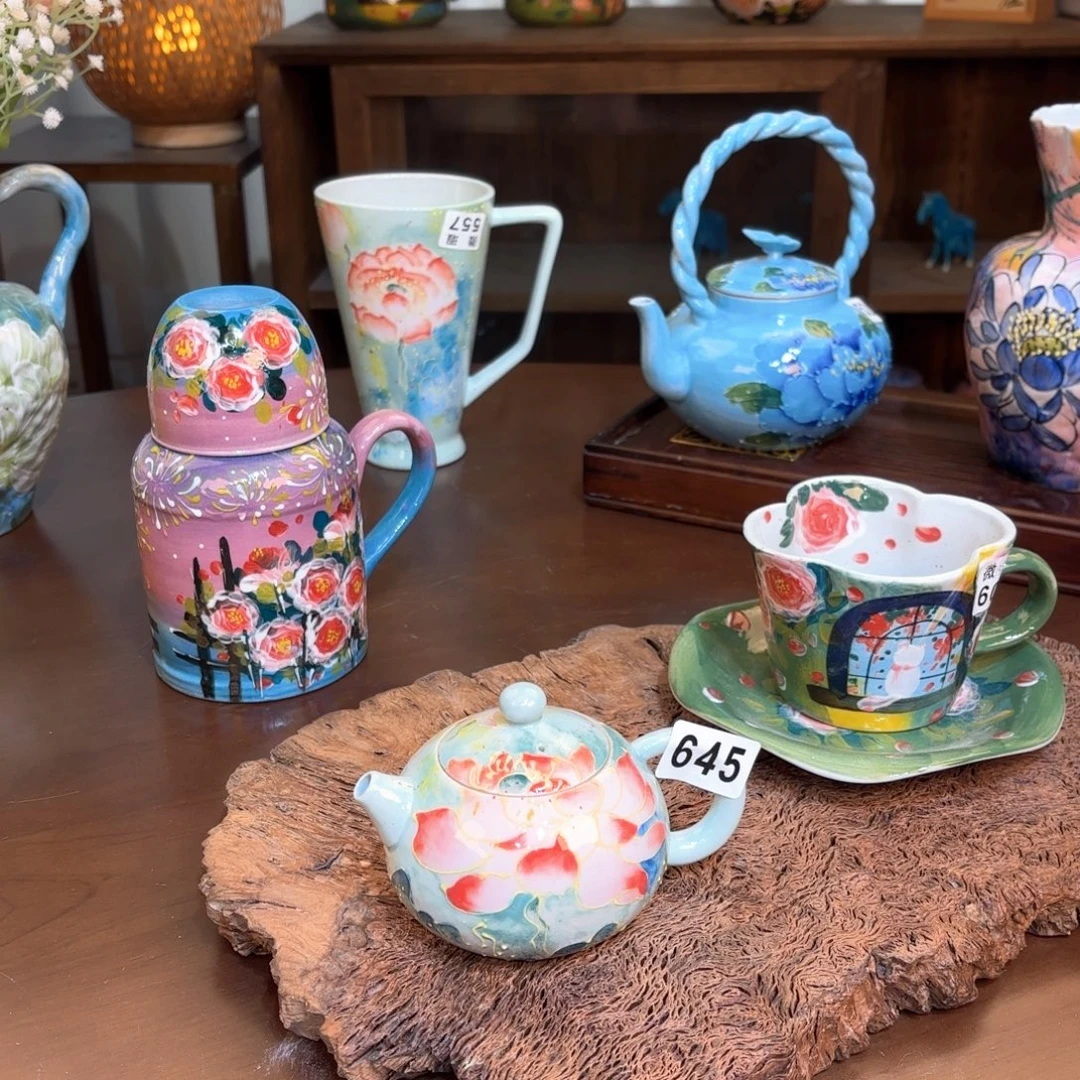 景德镇手绘高温釉下彩陶瓷茶具