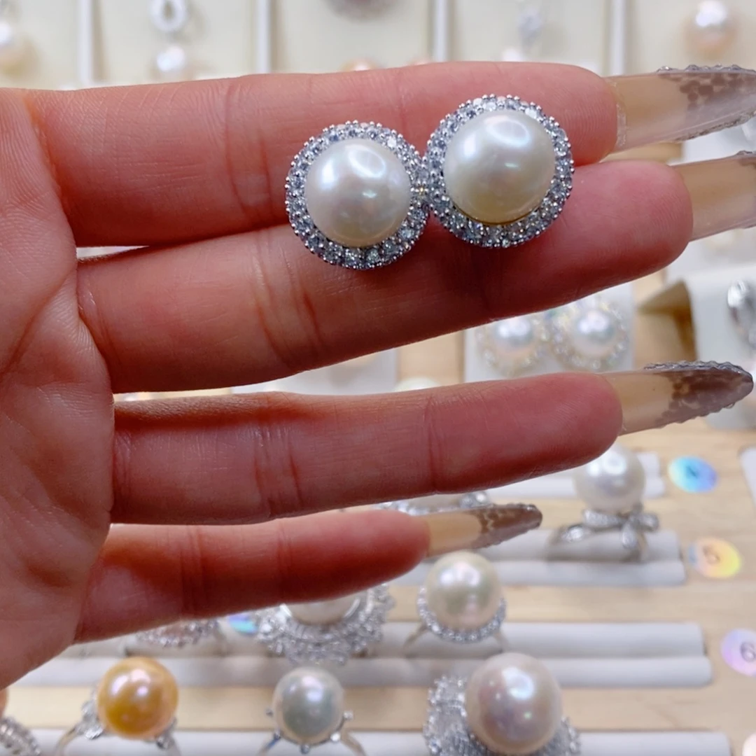 淡水珍珠耳饰合金