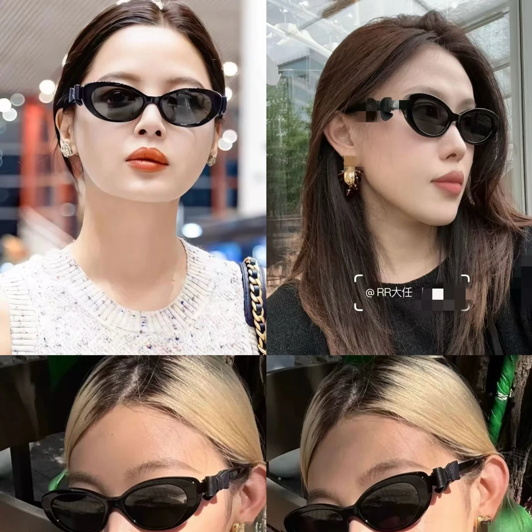 小框猫眼可拆卸蝴蝶结太阳镜女时尚遮阳防晒高级感辣妹墨镜