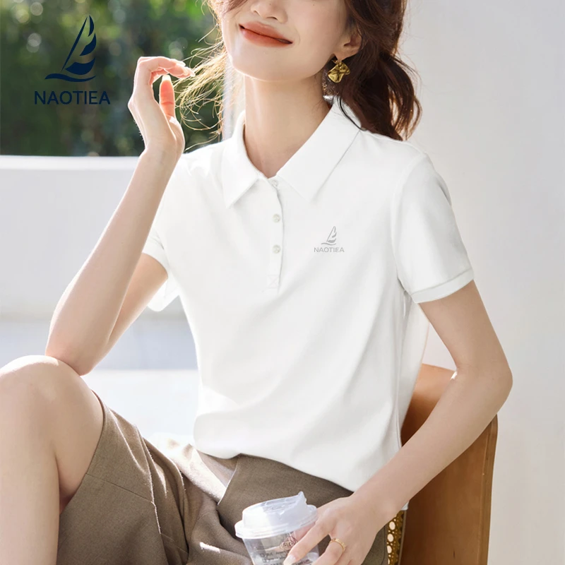 纳奥蒂尔小帆船白色翻领短袖POLO衫T恤女2025夏季新款保罗体恤
