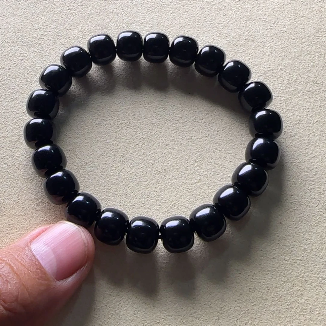 玛瑙/玉髓手链未镶嵌黑玛瑙10mm老型