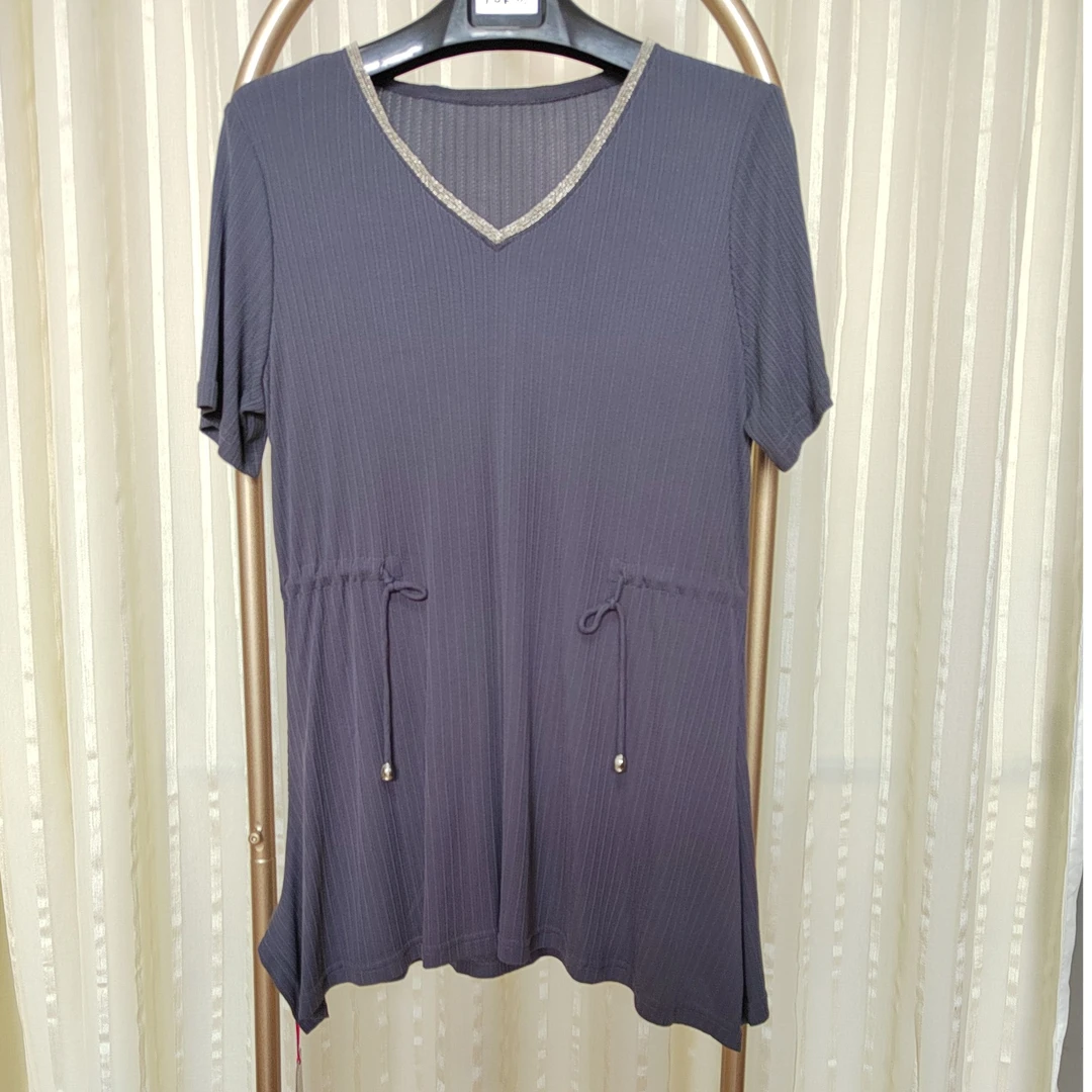 胖人坊大码女装莫代尔V领套装上衣Ta-3172  衣长80  120