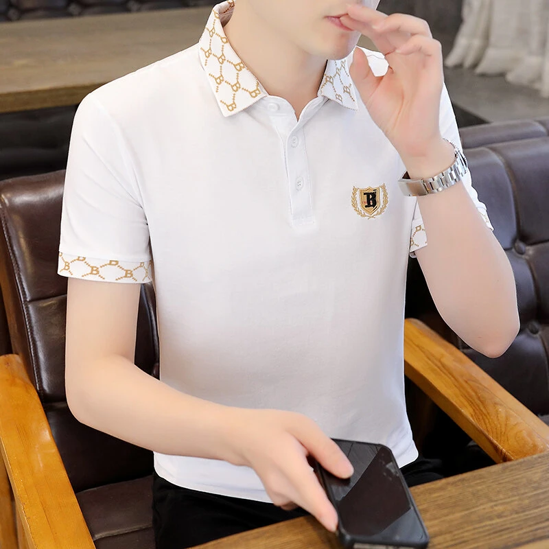 男短袖纽扣夏季polo衫t恤运动翻领男士休闲百搭半袖潮流修身韩版