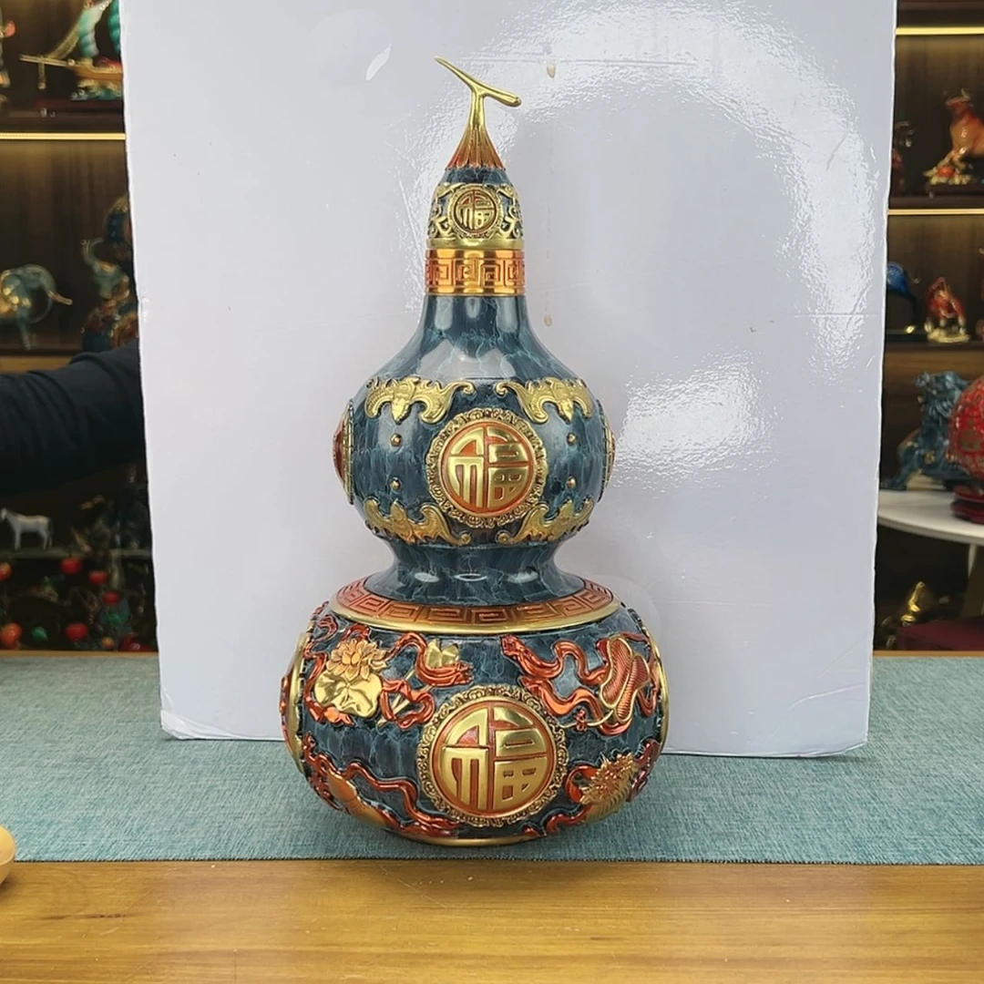 【闪购商品】不**灭全铜八宝葫芦中号高37，一对礼盒