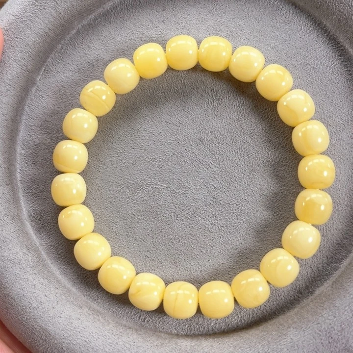 未镶嵌蜜蜡手串纯天然俄奶白无纹高桩老型