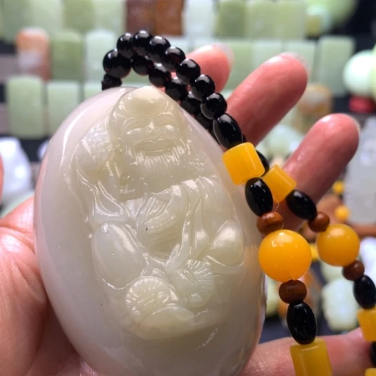 石材方解石手把件