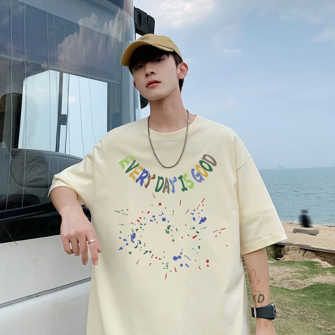 短袖男款爆款2025新款潮牌男士短袖T恤男女 情侣圆领宽松休闲半袖