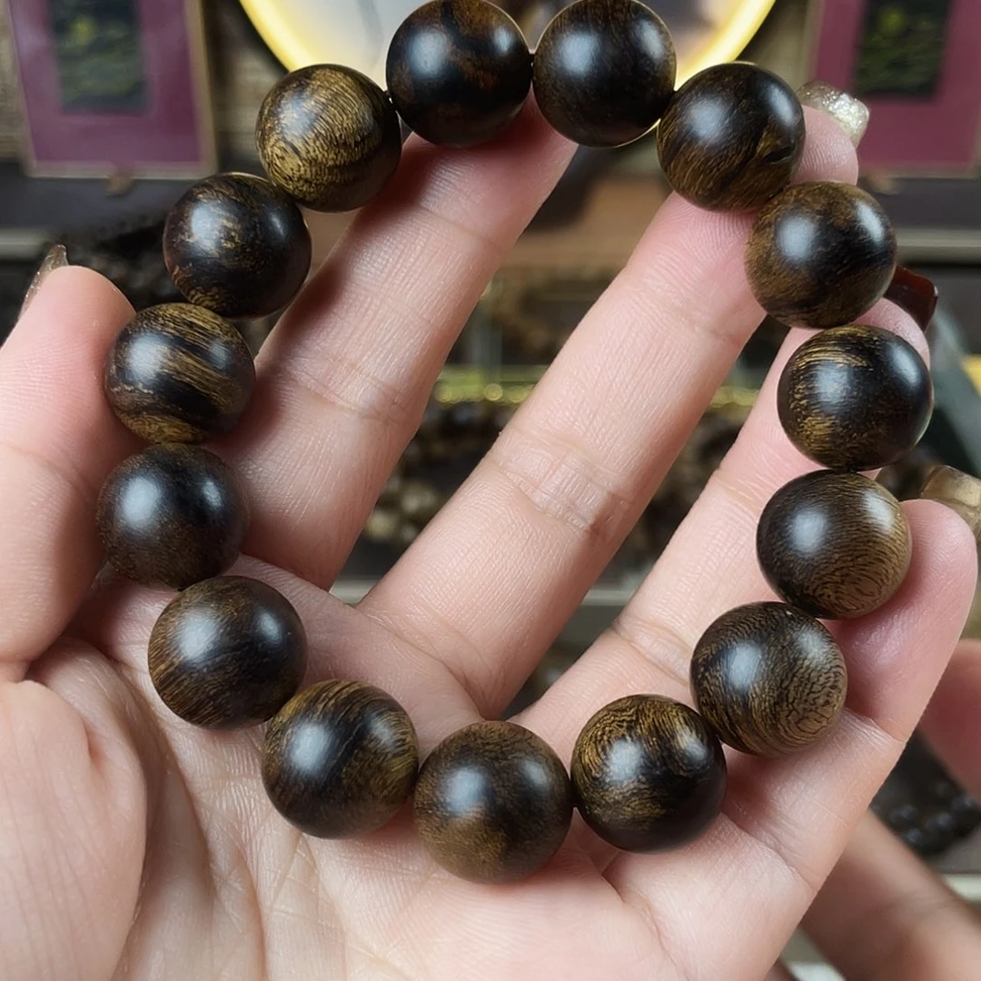 手串沉香越南芽庄老白棋玉化老料瘤疤虎斑1.4