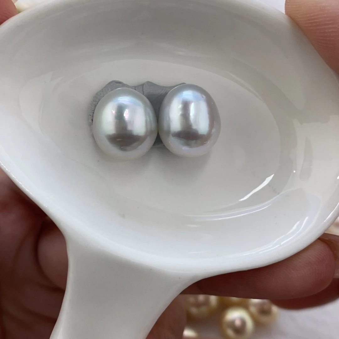 未镶嵌裸珠海水珍珠澳白对珠11+