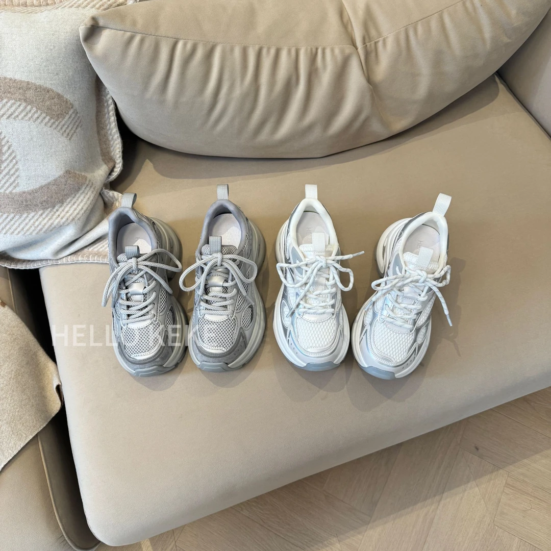 HelloKeKe【镭射】7cm跟高 小个子定制厚底增高老爹鞋春季新运动鞋