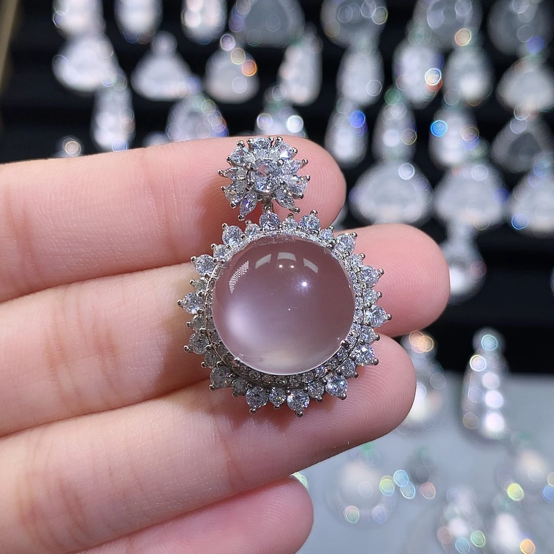 吊坠(不含链)银S925镶嵌石英质玉