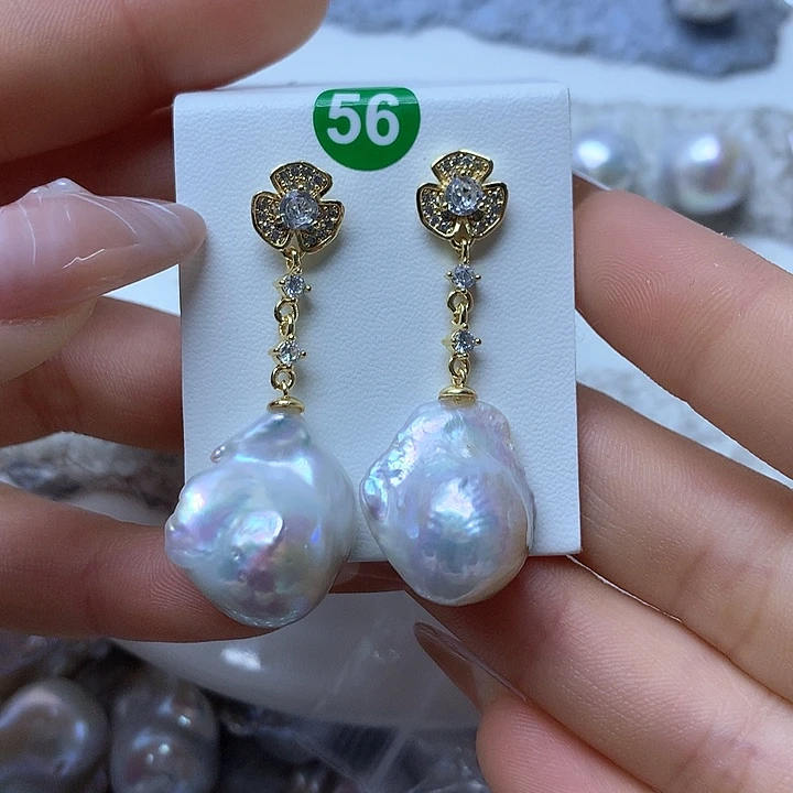 淡水珍珠耳饰银S925镶嵌