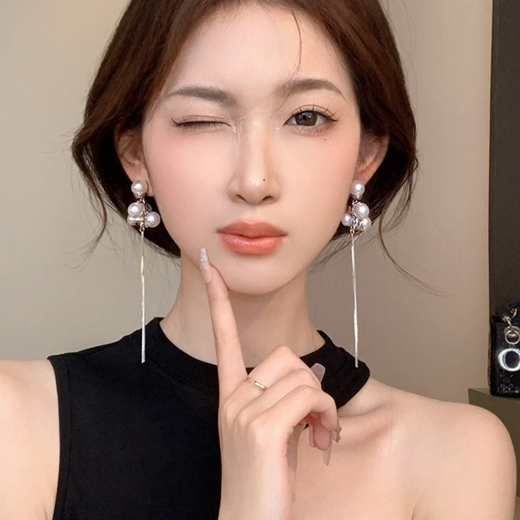 白色浪漫~流苏耳环小众设计感感耳坠轻奢耳钉ins气质耳饰