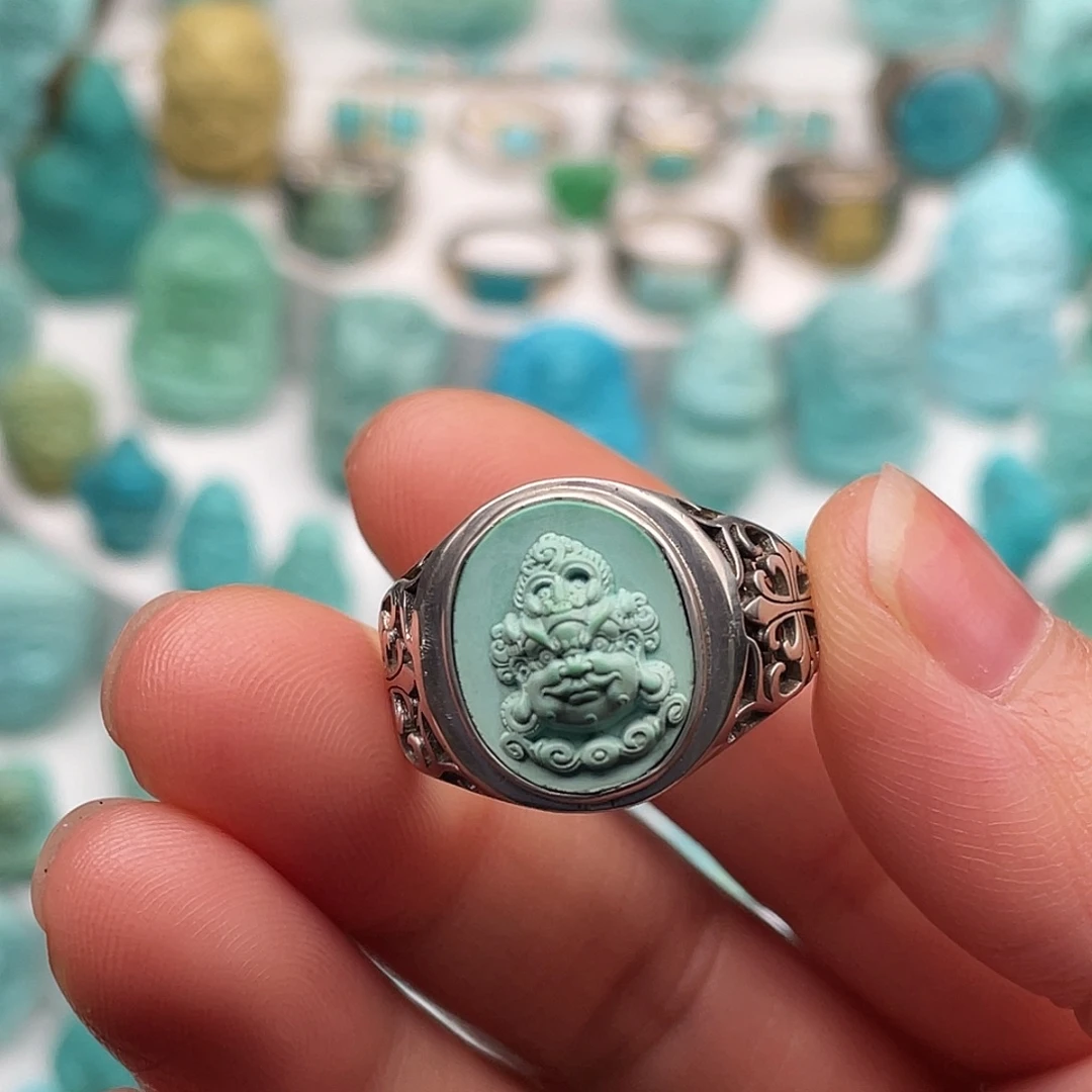 绿松石银S925镶嵌戒指