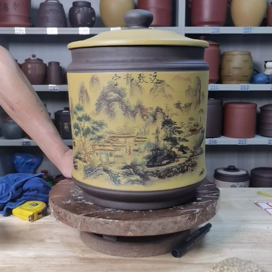 紫砂茶叶罐正品宝塔宁静致远7179