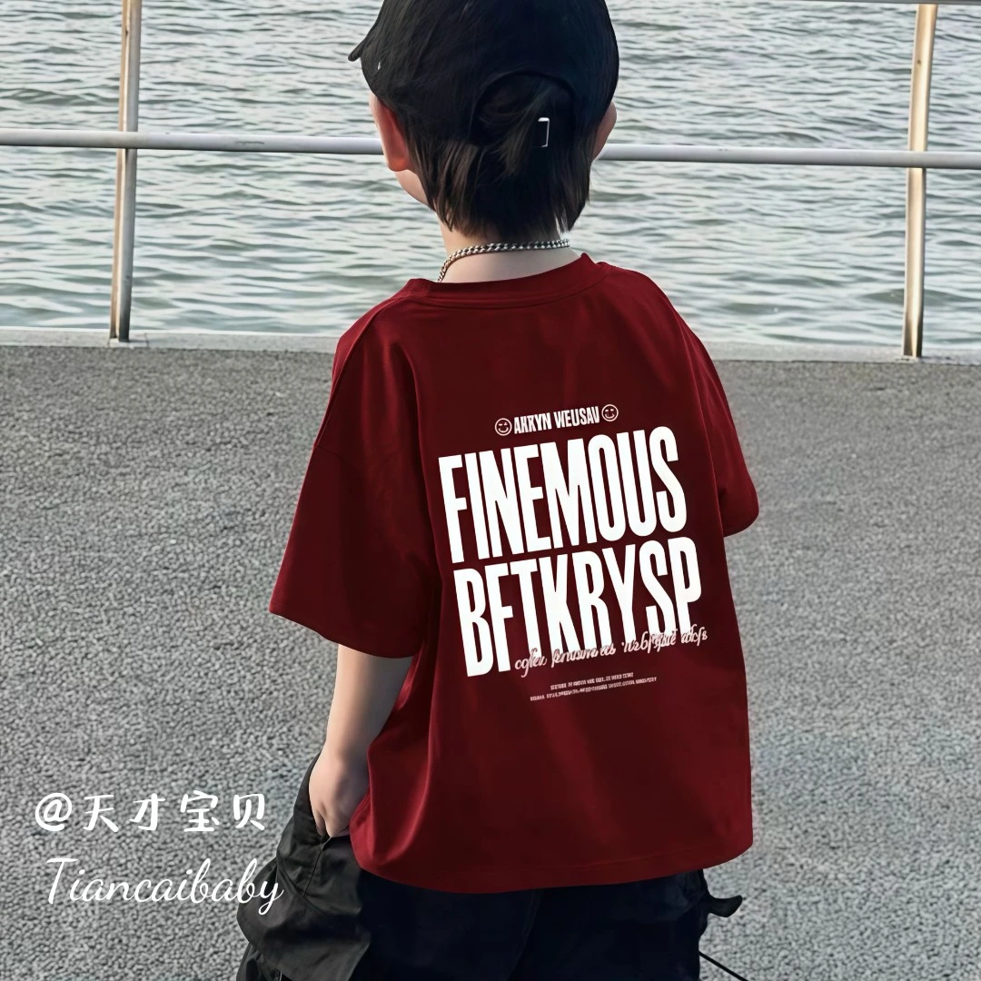 夏季中性短袖男童卡通动漫印花T恤韩版宽松半袖宝宝洋气上衣帅气