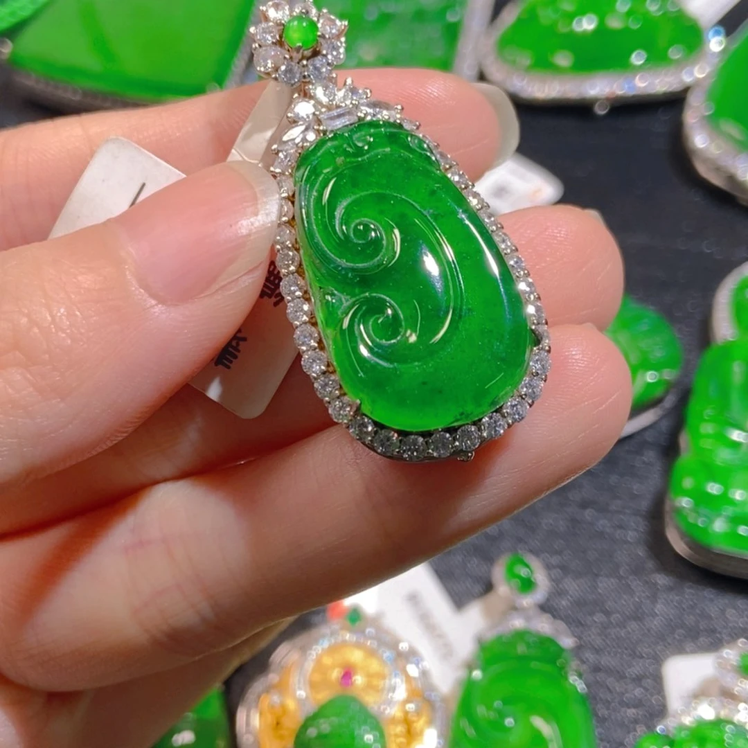 翡翠银S925镶嵌吊坠(不含链)