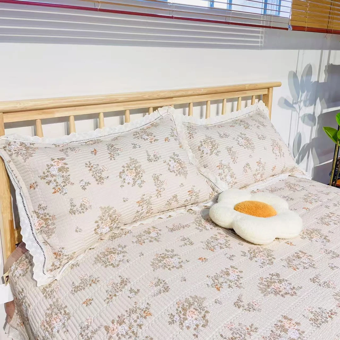 【初夏-床盖】双面防滑亲肤夹棉绗缝公主风韩版花边床盖韩式