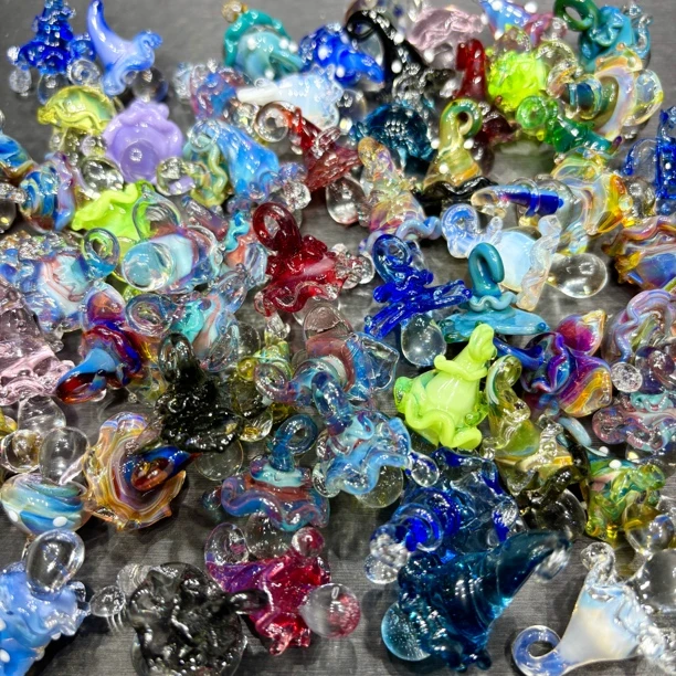 非金属玻璃吊坠 【盲盒】灯工玻璃小蘑菇（不含链）