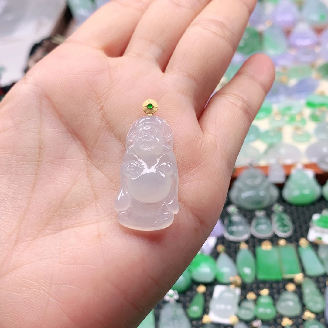 吊坠(不含链)18K金镶嵌翡翠糖*