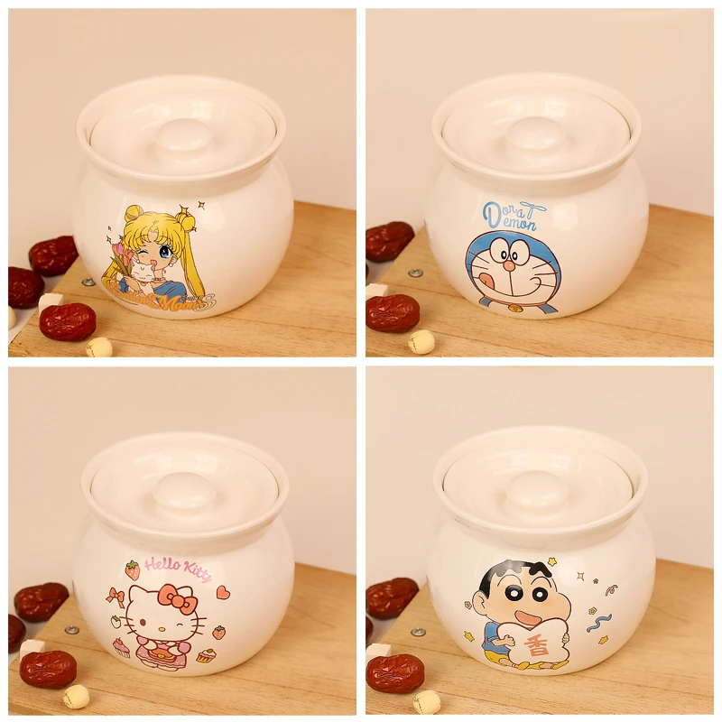 卡通瓦罐炖盅隔水炖蒸蛋炖罐带盖汤罐中式沙县小吃陶瓷煨汤汤盅