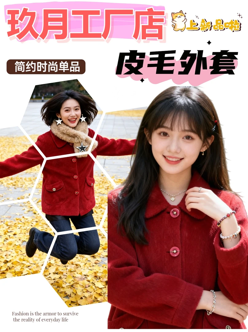 【玖月专属】羊羔毛复合皮毛一体女冬季保暖流行颗粒羊剪绒皮草外套