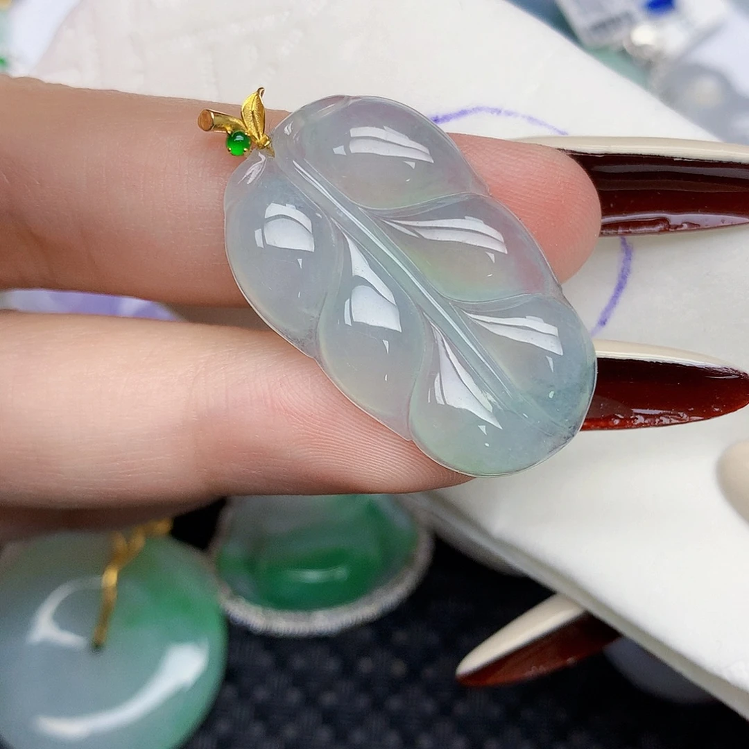 翡翠18K金镶嵌颈饰天然缅甸翡翠a货百元以上9元证书费自理