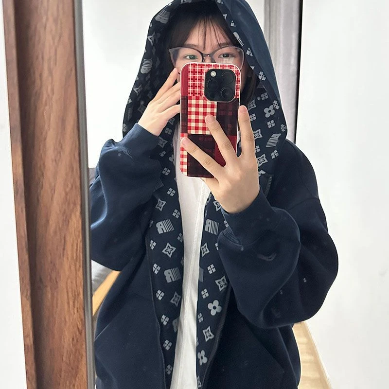 NASA ROAD重磅开衫帽衫卫衣春秋季美式复古运动连帽外套情侣上衣