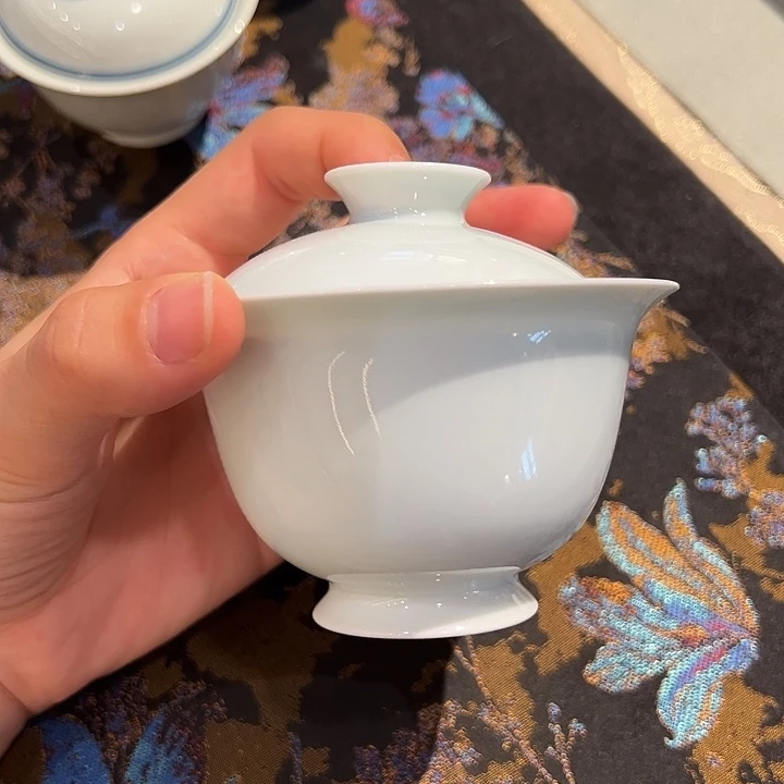 堂钟正窑糯米胎玛瑙入釉盖碗