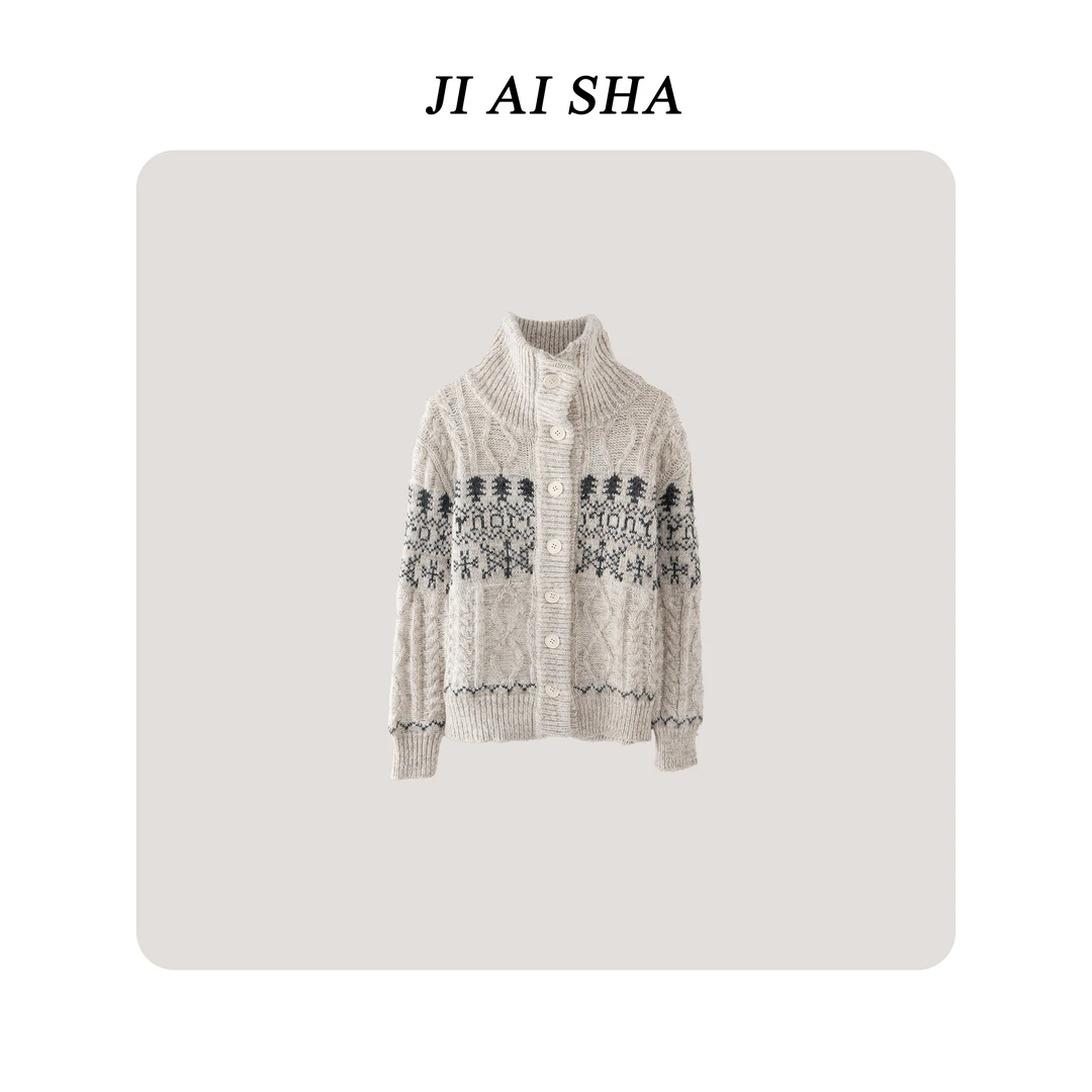 新款费尔岛羊毛单排扣长袖毛衣67322