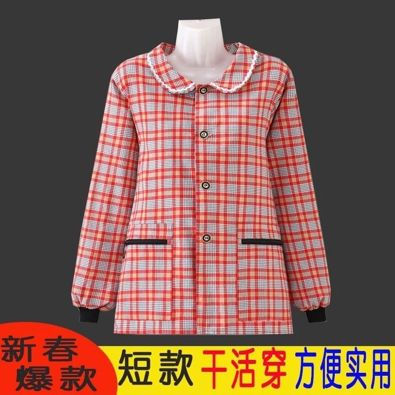 新款身长70公分棉布短款正穿透气防尘土油污家用户外工作四季围裙