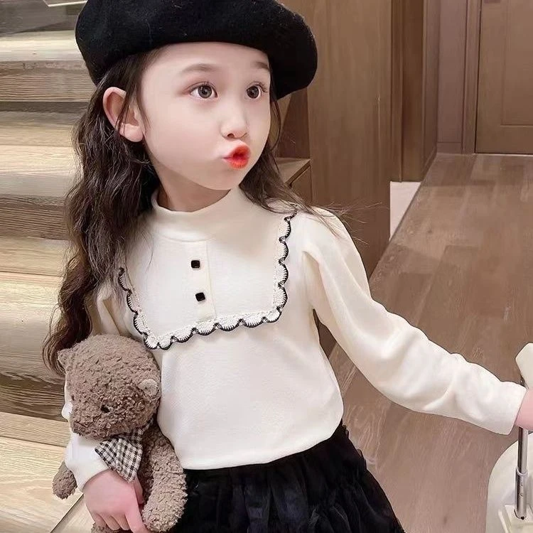 女童加绒打底衫秋冬一体绒儿童加厚T恤2025新款洋气宝宝冬装上衣