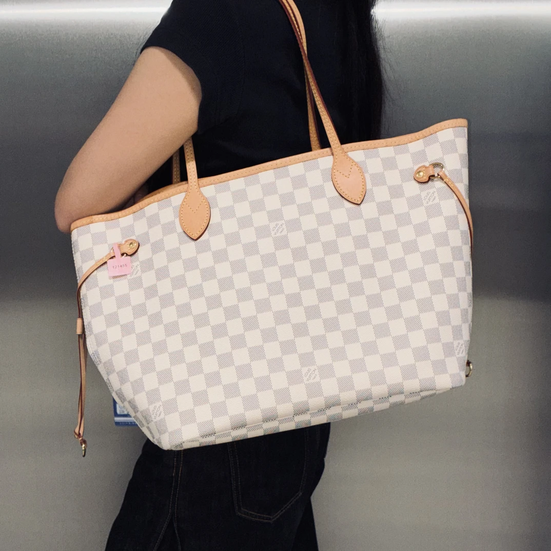 95新 LouisVuitton/路易威登 Lv路易威登棋盘格neverfull托特包