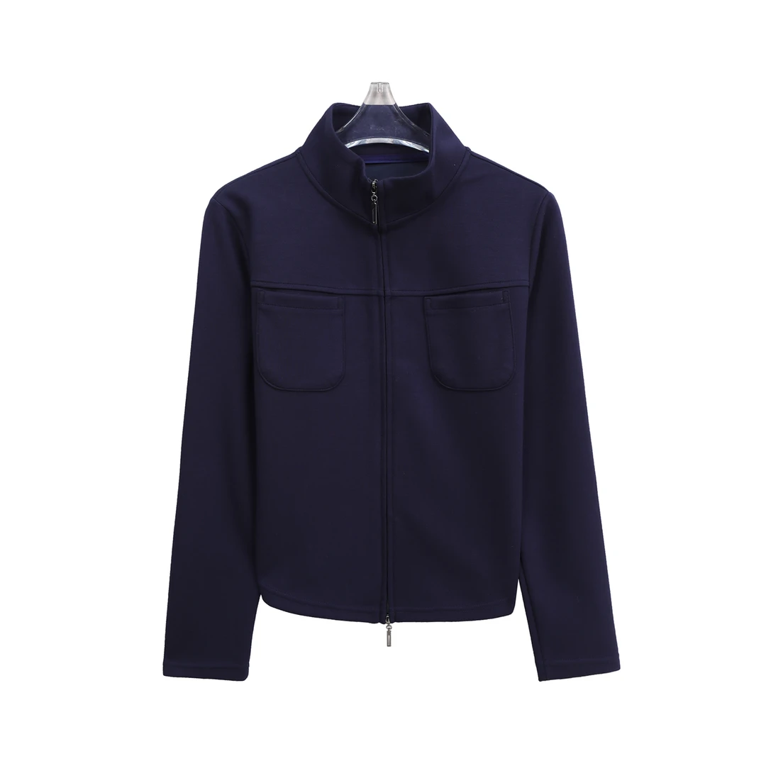 新款显瘦百搭立领短款修身长袖拉链开衫外套C51001