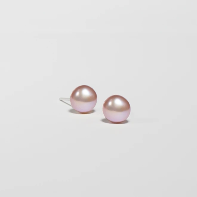 【彤姐珍珠】淡水珍珠百搭简约精致紫珠耳钉 6-7mm