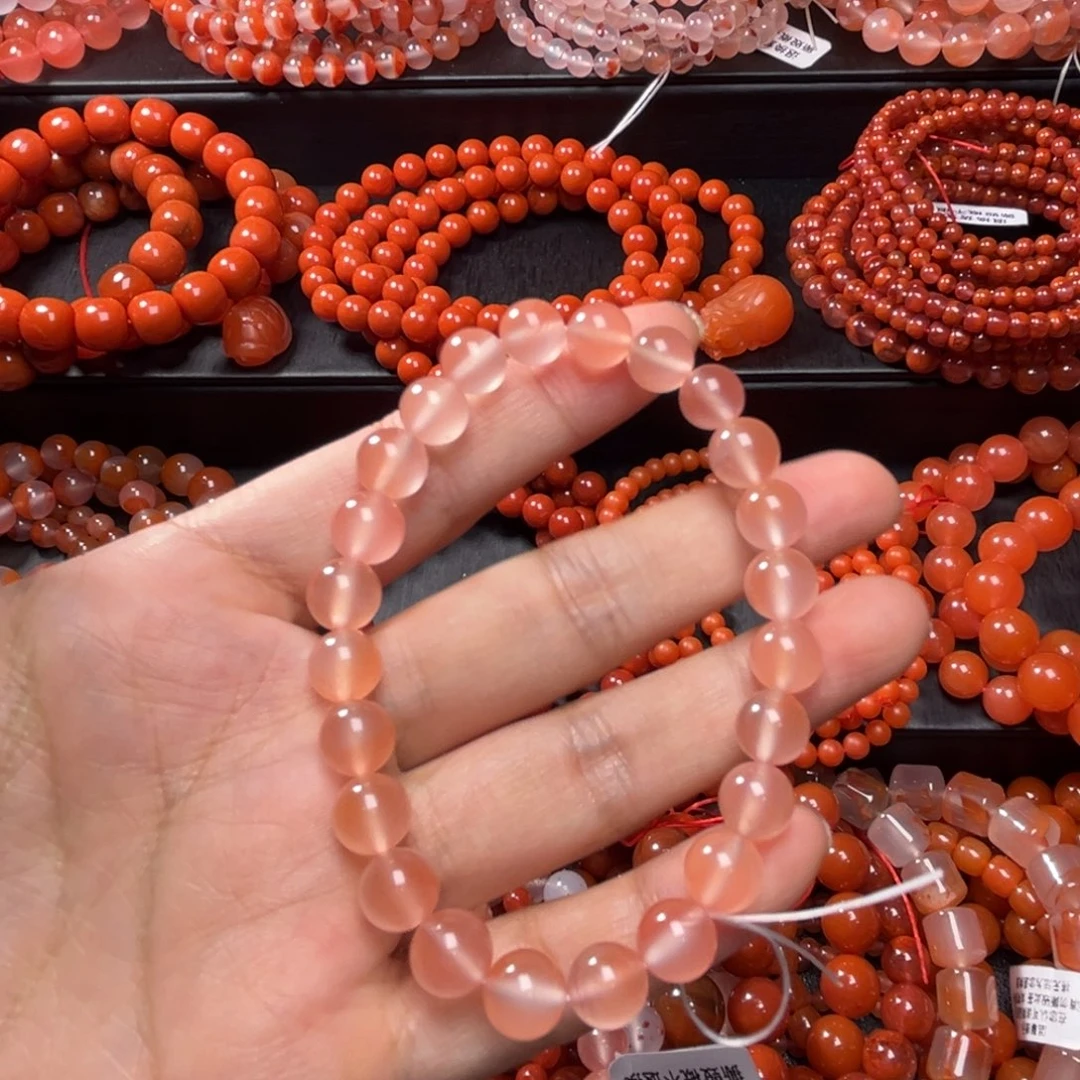 南红玛瑙未镶嵌手链8mm冰粉手串