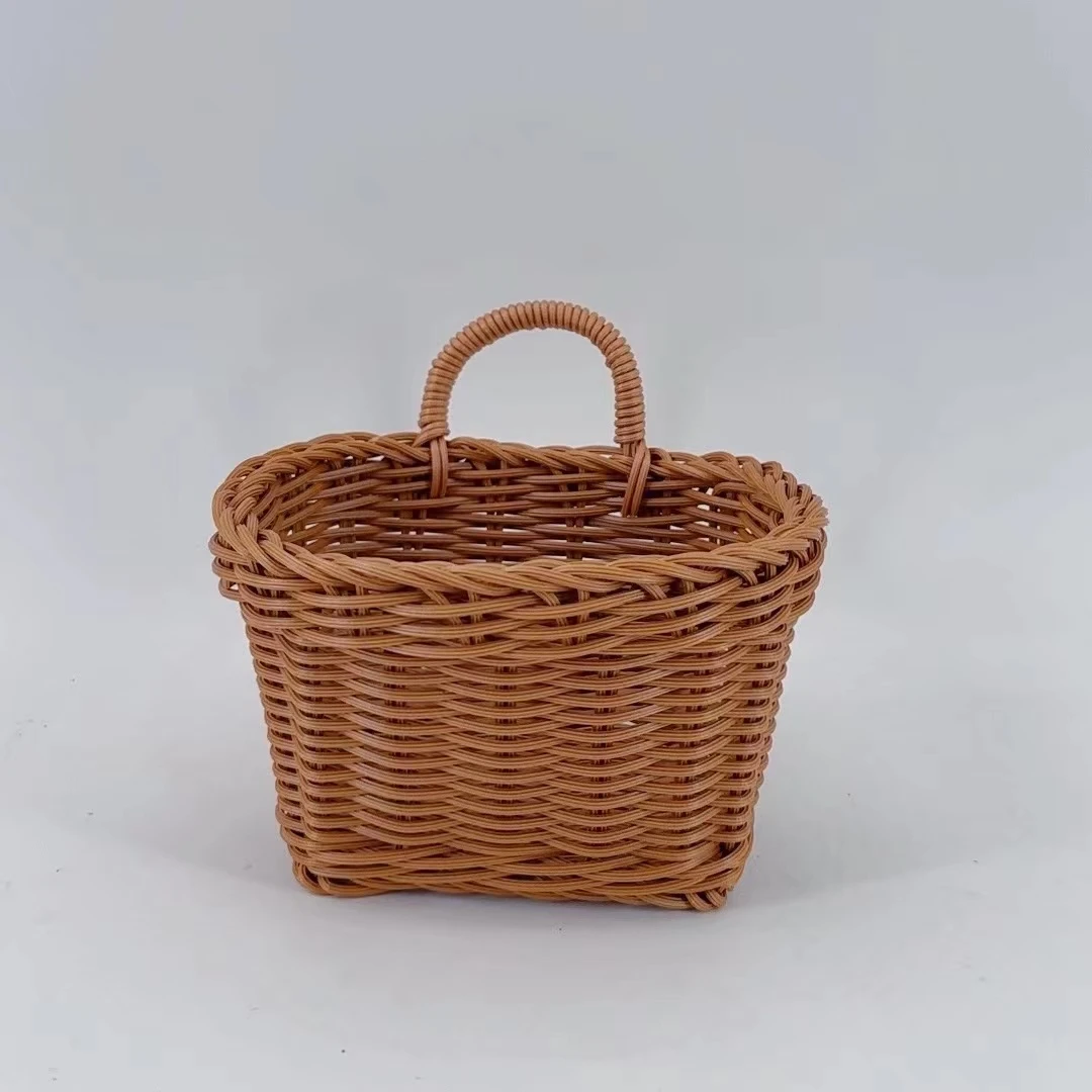 A086[拍一发二]玄关钥匙收纳筐姜蒜筐手工编织复古简约壁挂式