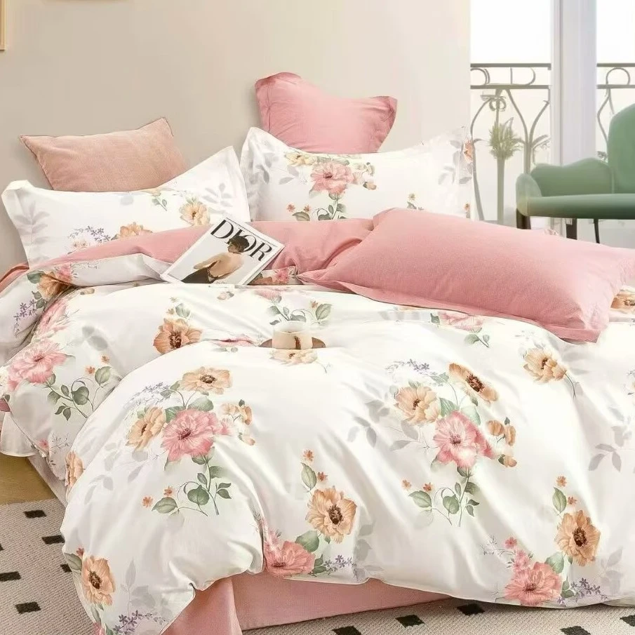 文文家纺 纯棉精梳棉面料床单被套全棉床品 花意飘香