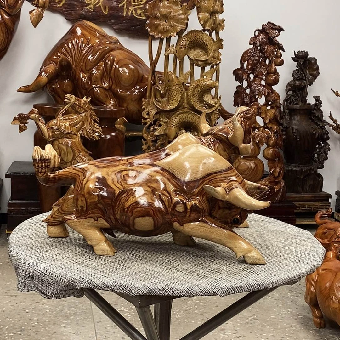 木香樟木实木牛2头