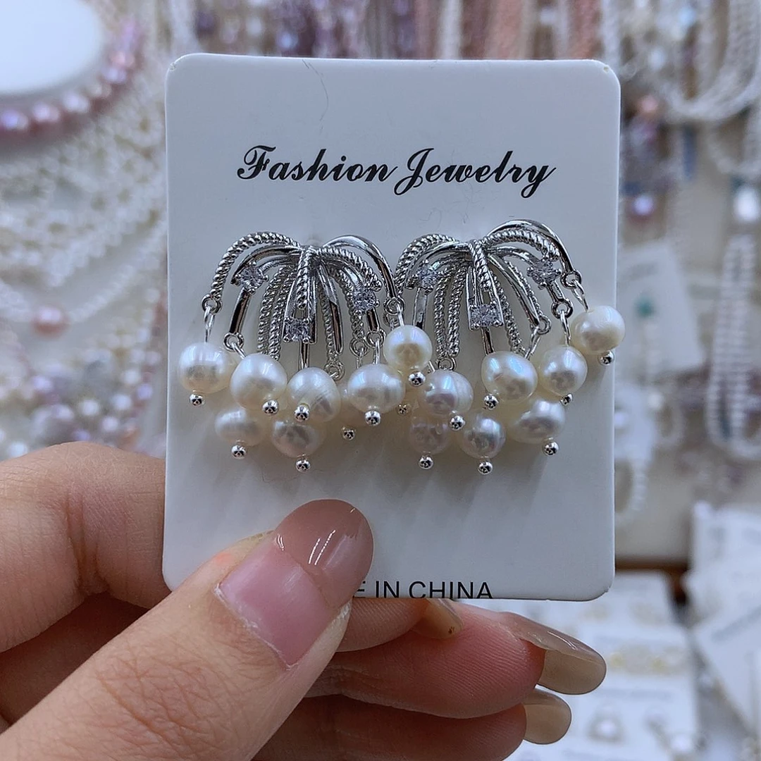 项链银S925镶嵌淡水珍珠