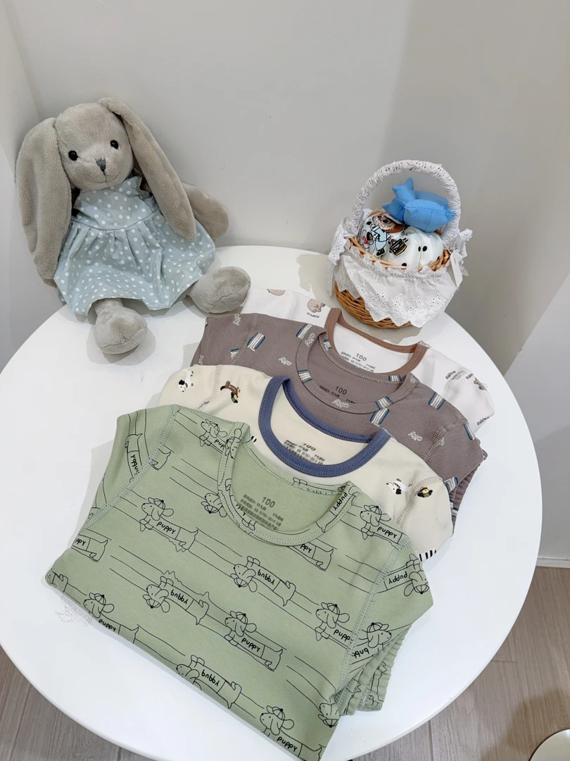 里小外-2025秋冬套装卡通风保暖童装吸汗居家内衣女男宝家居服