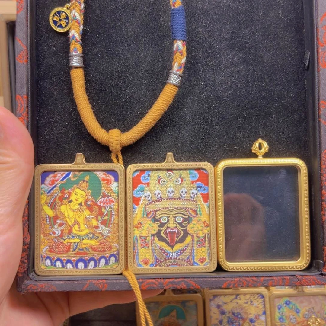 吊坠扎基拉姆文殊菩萨双面铜壳