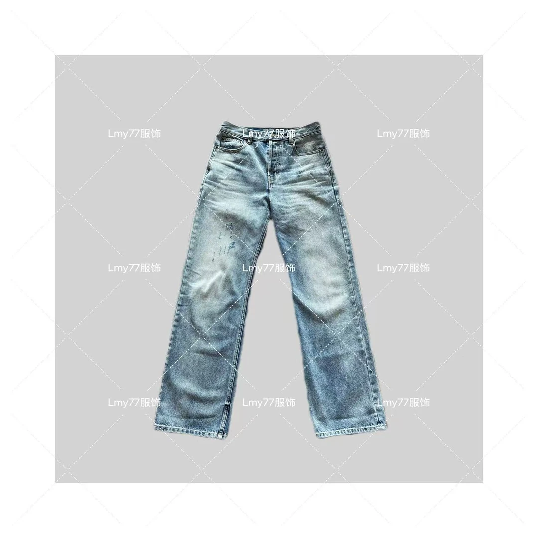 Rose最爱杨树林款浅色丹宁经典神裤无弹中腰牛仔