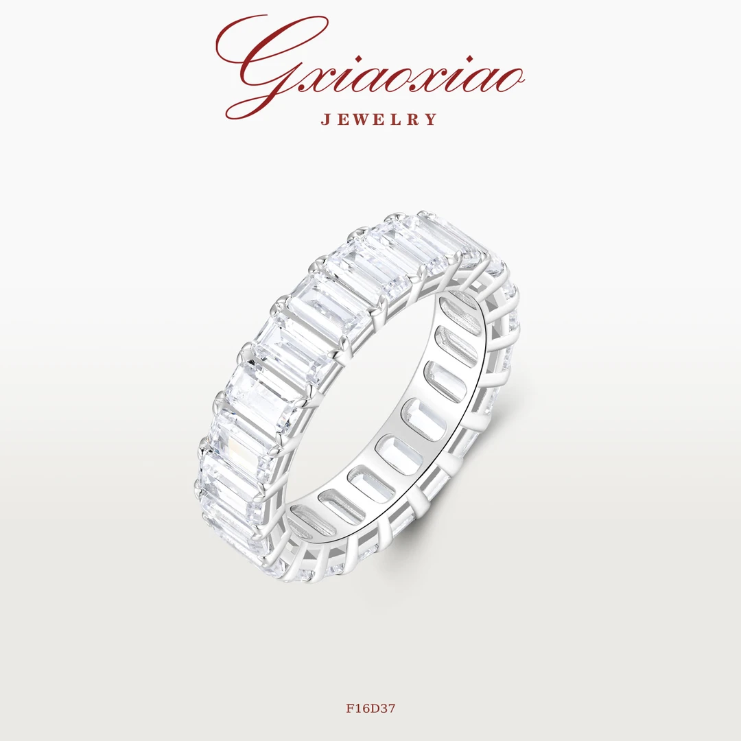 G XIAOXIAO 镀K金 轻奢气质优雅高级感方形满镶戒指 F16D37